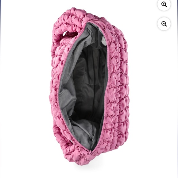 Oversized Quilted Puffy Rose Pink Lilac Hobo Shoulder Carryall Bag NWT - Picture 9 of 15